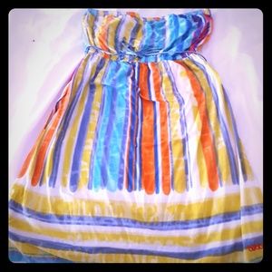 Stripped strapless dress